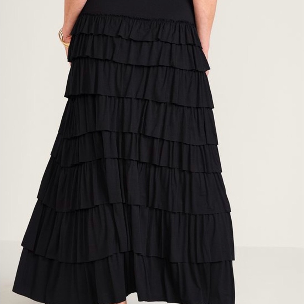 NWT Soft Surroundings Black Tiered Knit Maxi Skirt - Picture 4 of 8